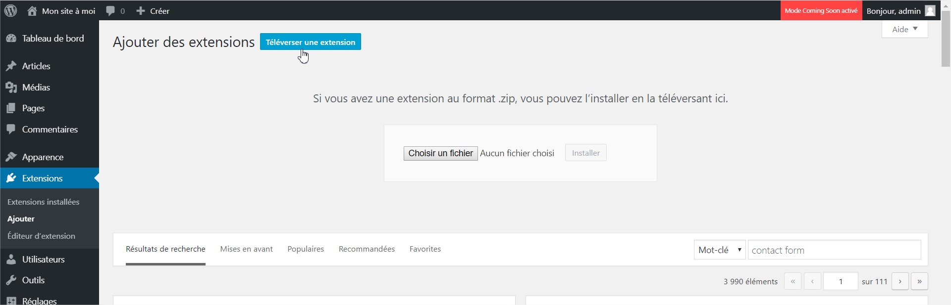 Wordpress Installer un plugin - écran 3