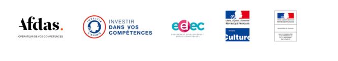 logos des partenaires : afdas, investir dans vos compétences, edec, ministère de la culture, préfet