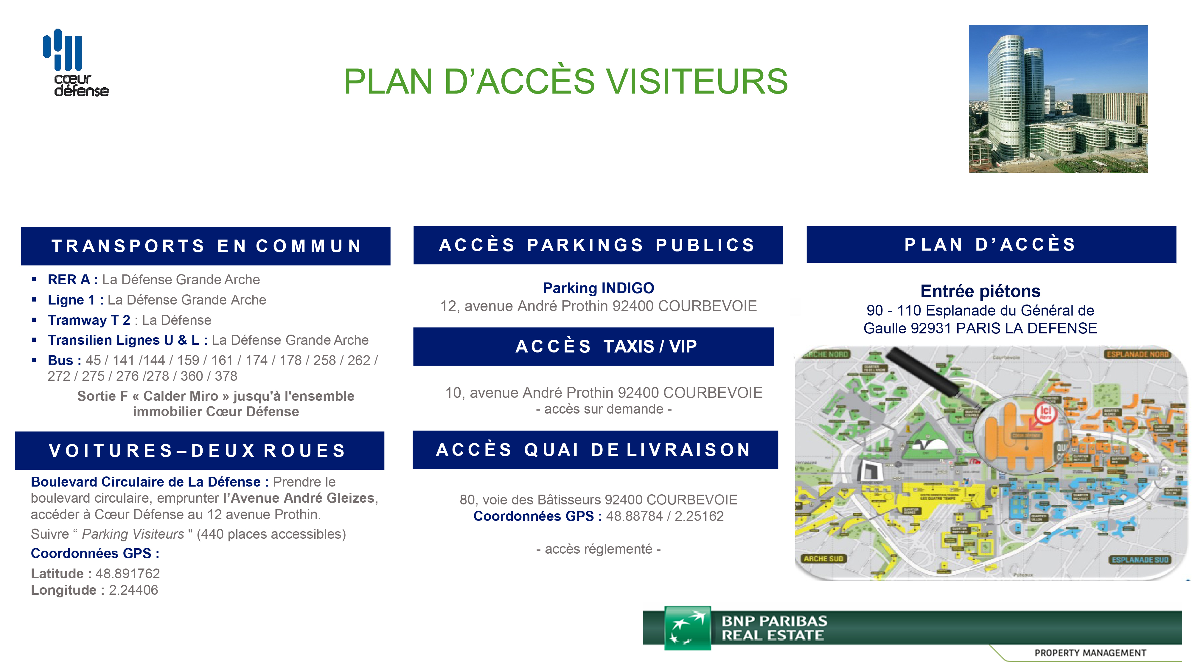 Plan d'accès Coeur Défense