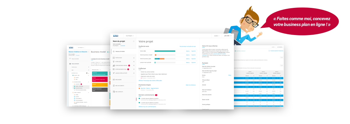 extrait de la web app Business Builder